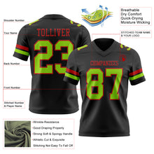 Load image into Gallery viewer, Custom Black Neon Green-Red Authentic Football Jersey
