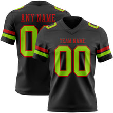 Load image into Gallery viewer, Custom Black Neon Green-Red Authentic Football Jersey
