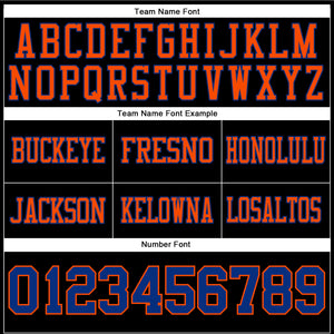 Custom Black Royal-Orange Mesh Authentic Football Jersey