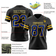 Laden Sie das Bild in den Galerie-Viewer, Custom Black Royal-Yellow Mesh Authentic Football Jersey
