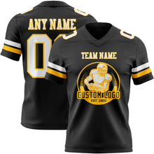 Загрузить изображение в средство просмотра галереи, Custom Black White-Gold Authentic Football Jersey
