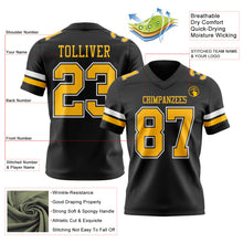 Load image into Gallery viewer, Custom Black Gold-White Authentic Football Jersey
