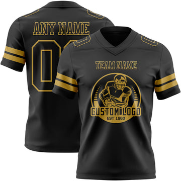Custom Black Old Gold Authentic Football Jersey