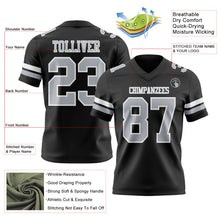 Load image into Gallery viewer, Custom Black Gray-White Authentic Football Jersey
