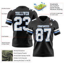 Загрузить изображение в средство просмотра галереи, Custom Black White-Light Blue Authentic Football Jersey
