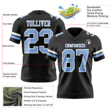 Load image into Gallery viewer, Custom Black Light Blue-White Authentic Football Jersey
