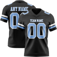 Load image into Gallery viewer, Custom Black Light Blue-White Authentic Football Jersey
