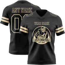 Load image into Gallery viewer, Custom Black Cream Authentic Football Jersey
