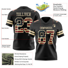 Загрузить изображение в средство просмотра галереи, Custom Black Vintage USA Flag-Cream Authentic Football Jersey
