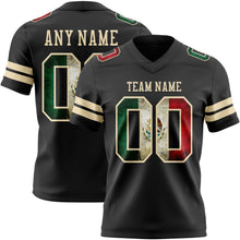 Загрузить изображение в средство просмотра галереи, Custom Black Vintage Mexican Flag-Cream Authentic Football Jersey
