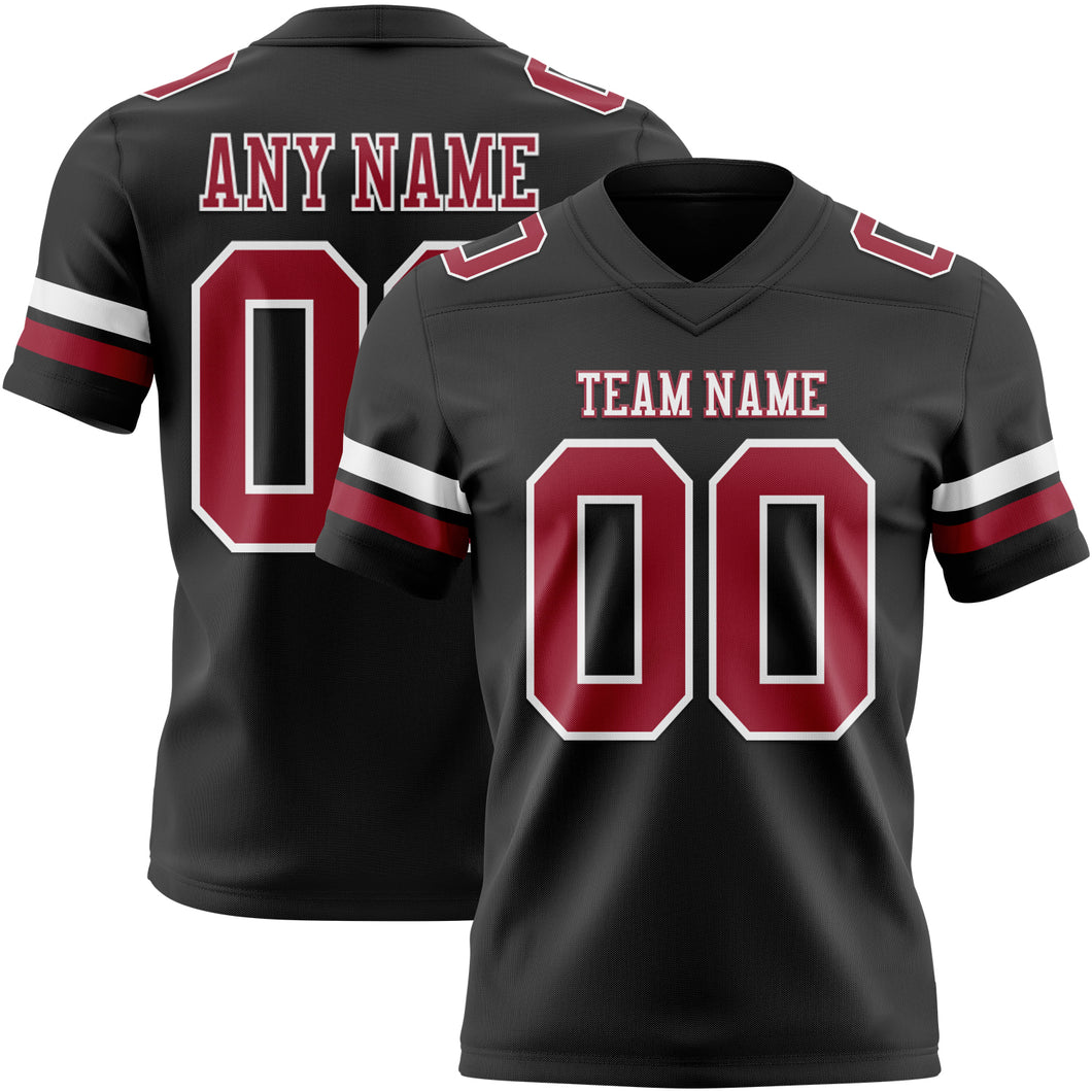 Custom Black Cardinal-White Authentic Football Jersey