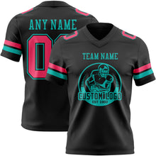 Загрузить изображение в средство просмотра галереи, Custom Black Neon Pink-Aqua Authentic Football Jersey
