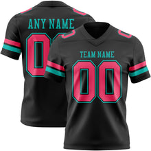 Загрузить изображение в средство просмотра галереи, Custom Black Neon Pink-Aqua Authentic Football Jersey
