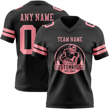 Load image into Gallery viewer, Custom Black Medium Pink Authentic Football Jersey
