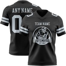 Laden Sie das Bild in den Galerie-Viewer, Custom Black Silver Authentic Football Jersey
