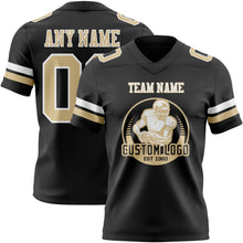 Загрузить изображение в средство просмотра галереи, Custom Black Vegas Gold-White Mesh Authentic Football Jersey
