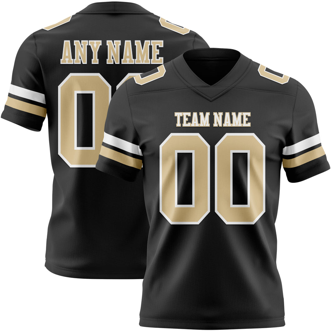 Custom Black Vegas Gold-White Mesh Authentic Football Jersey