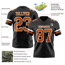 Load image into Gallery viewer, Custom Black Texas Orange-White Authentic Football Jersey
