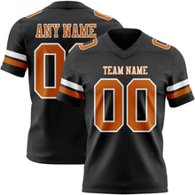 Load image into Gallery viewer, Custom Black Texas Orange-White Authentic Football Jersey
