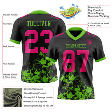 Load image into Gallery viewer, Custom Black Hot Pink-Aurora Green 3D Pattern Splash Authentic Football Jersey
