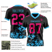Load image into Gallery viewer, Custom Black Hot Pink-Sky Blue 3D Pattern Splash Authentic Football Jersey
