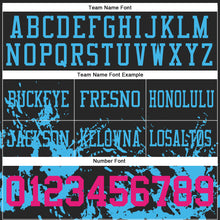 Load image into Gallery viewer, Custom Black Hot Pink-Sky Blue 3D Pattern Splash Authentic Football Jersey

