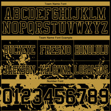 Load image into Gallery viewer, Custom Black Old Gold Splash Mesh Authentic Football Jersey
