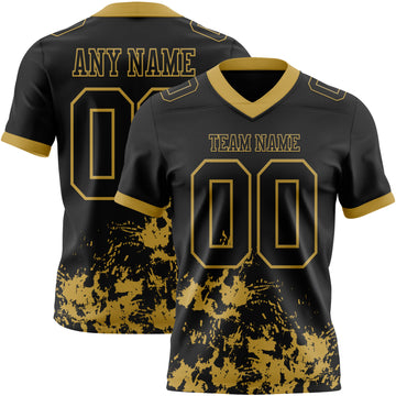 Custom Black Old Gold Splash Mesh Authentic Football Jersey
