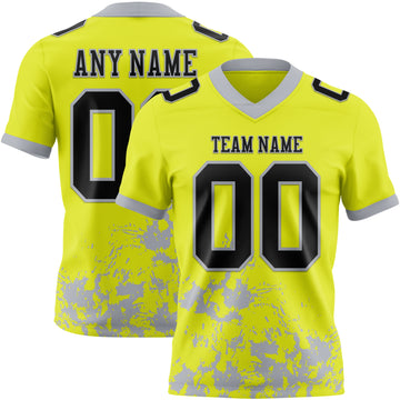 Custom Black Red-Yellow Splash Mesh Authentic Football Jersey