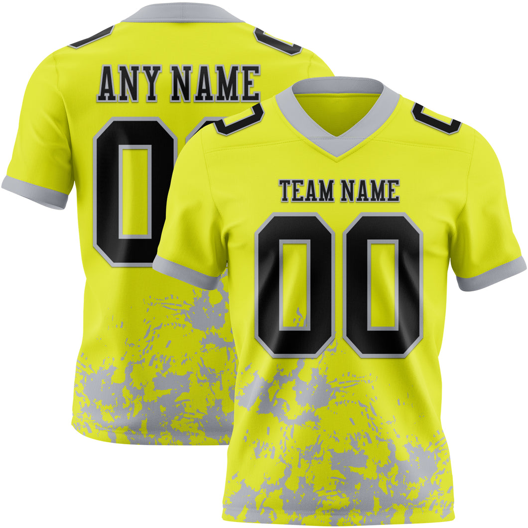 Custom Black Red-Yellow Splash Mesh Authentic Football Jersey