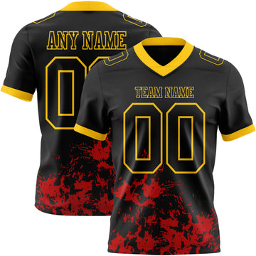 Custom Black Red-Aqua Splash Mesh Authentic Football Jersey