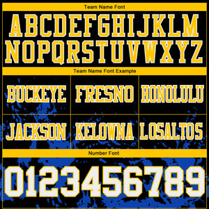 Custom Black White Thunder Blue-Yellow Splash Mesh Authentic Football Jersey