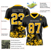 Загрузить изображение в средство просмотра галереи, Custom Black Yellow Steel Gray-White Splash Mesh Authentic Football Jersey
