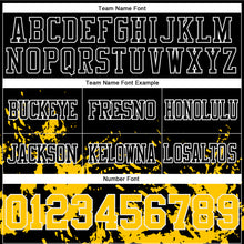 Загрузить изображение в средство просмотра галереи, Custom Black Yellow Steel Gray-White Splash Mesh Authentic Football Jersey
