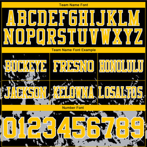Custom Black Yellow Steel Gray-White Splash Mesh Authentic Football Jersey