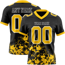 Загрузить изображение в средство просмотра галереи, Custom Black Yellow Steel Gray-White Splash Mesh Authentic Football Jersey
