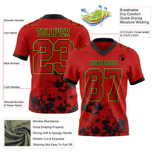 Custom Black Red-White Splash Mesh Authentic Football Jersey