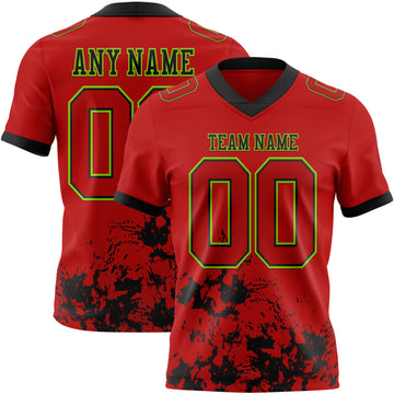 Custom Black Red-White Splash Mesh Authentic Football Jersey