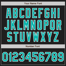 Charger l&#39;image dans la galerie, Custom Black Aqua-White Authentic Baseball Jersey
