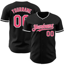 Load image into Gallery viewer, Custom Black Neon Pink-White Authentic Baseball Jersey
