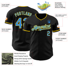 Load image into Gallery viewer, Custom Black Electric Blue-Yellow Authentic Baseball Jersey
