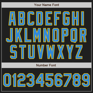 Custom Black Electric Blue-Yellow Authentic Baseball Jersey