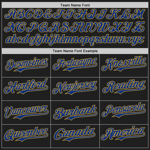 Custom Black Royal-Old Gold Authentic Baseball Jersey