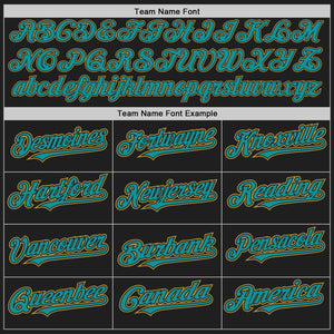 Custom Black Teal-Old Gold Authentic Baseball Jersey