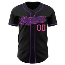 Load image into Gallery viewer, Custom Black Purple-Pink Authentic Baseball Jersey
