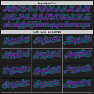 Custom Black Purple-Teal Authentic Baseball Jersey