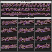 Load image into Gallery viewer, Custom Black Purple-Old Gold Authentic Baseball Jersey
