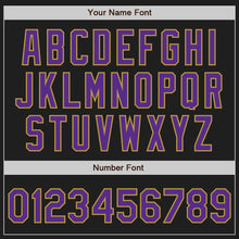 Load image into Gallery viewer, Custom Black Purple-Old Gold Authentic Baseball Jersey
