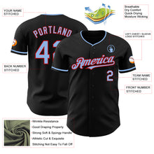 Load image into Gallery viewer, Custom Black Light Blue-Red Authentic Baseball Jersey
