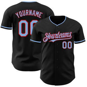 Custom Black Light Blue-Red Authentic Baseball Jersey
